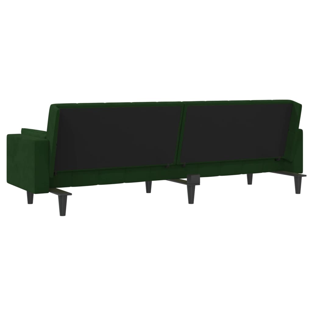 Canapea extensibila cu 2 locuri, 2 perne, verde inchis catifea — imaginea 8
