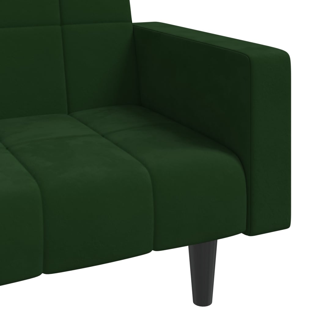 Canapea extensibila cu 2 locuri, 2 perne, verde inchis catifea — imaginea 9