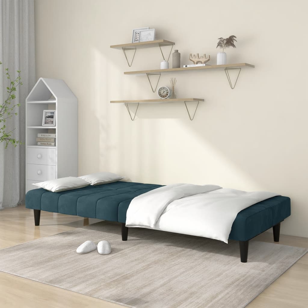 Canapea extensibila cu 2 locuri, albastru, catifea — imaginea 3