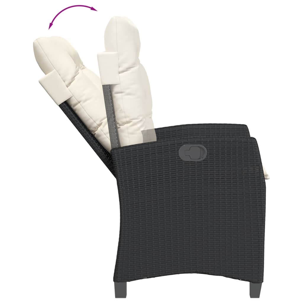 Set mobilier de gradina cu perne, 5 piese, negru, poliratan — imaginea 5