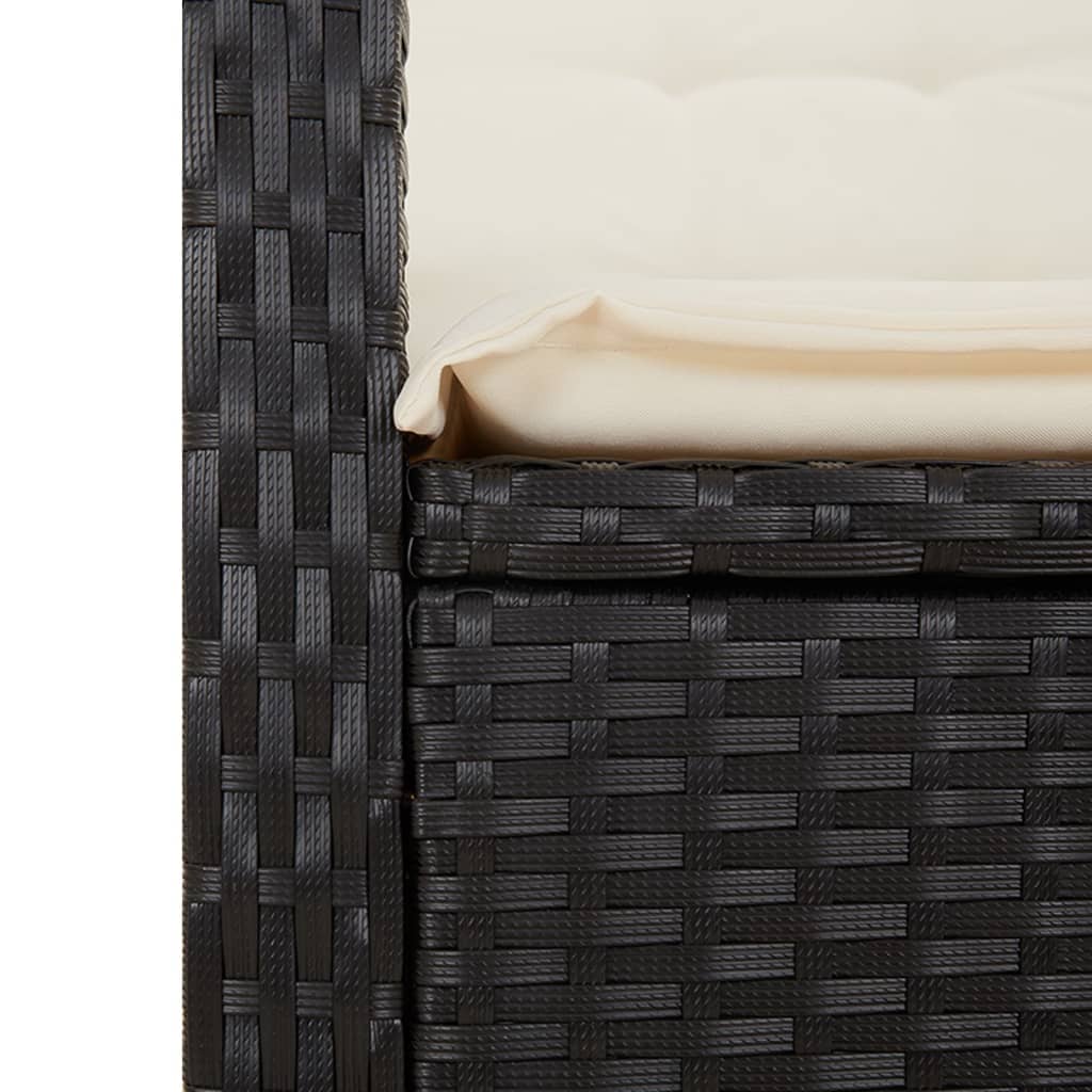 Set mobilier de gradina cu perne, 5 piese, negru, poliratan — imaginea 6