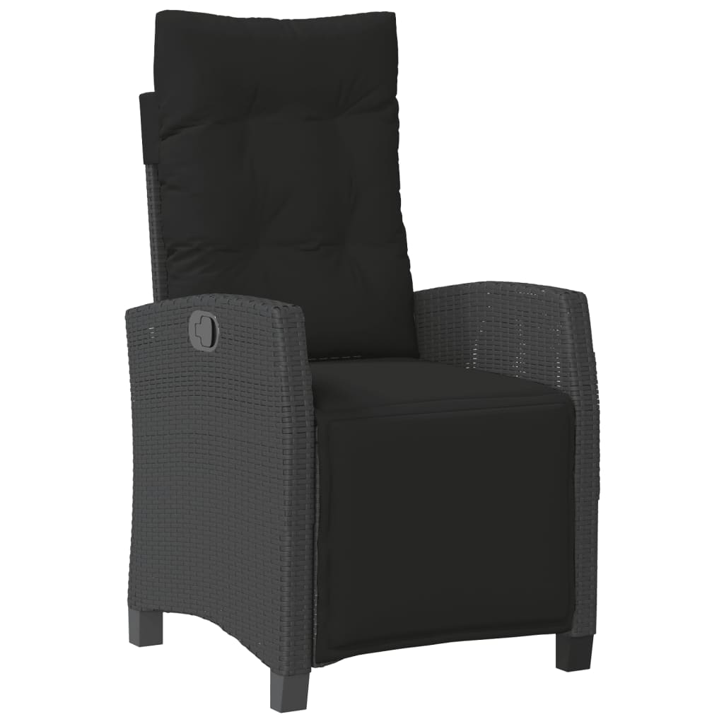 Set mobilier de gradina cu perne, 7 piese, negru, poliratan — imaginea 5