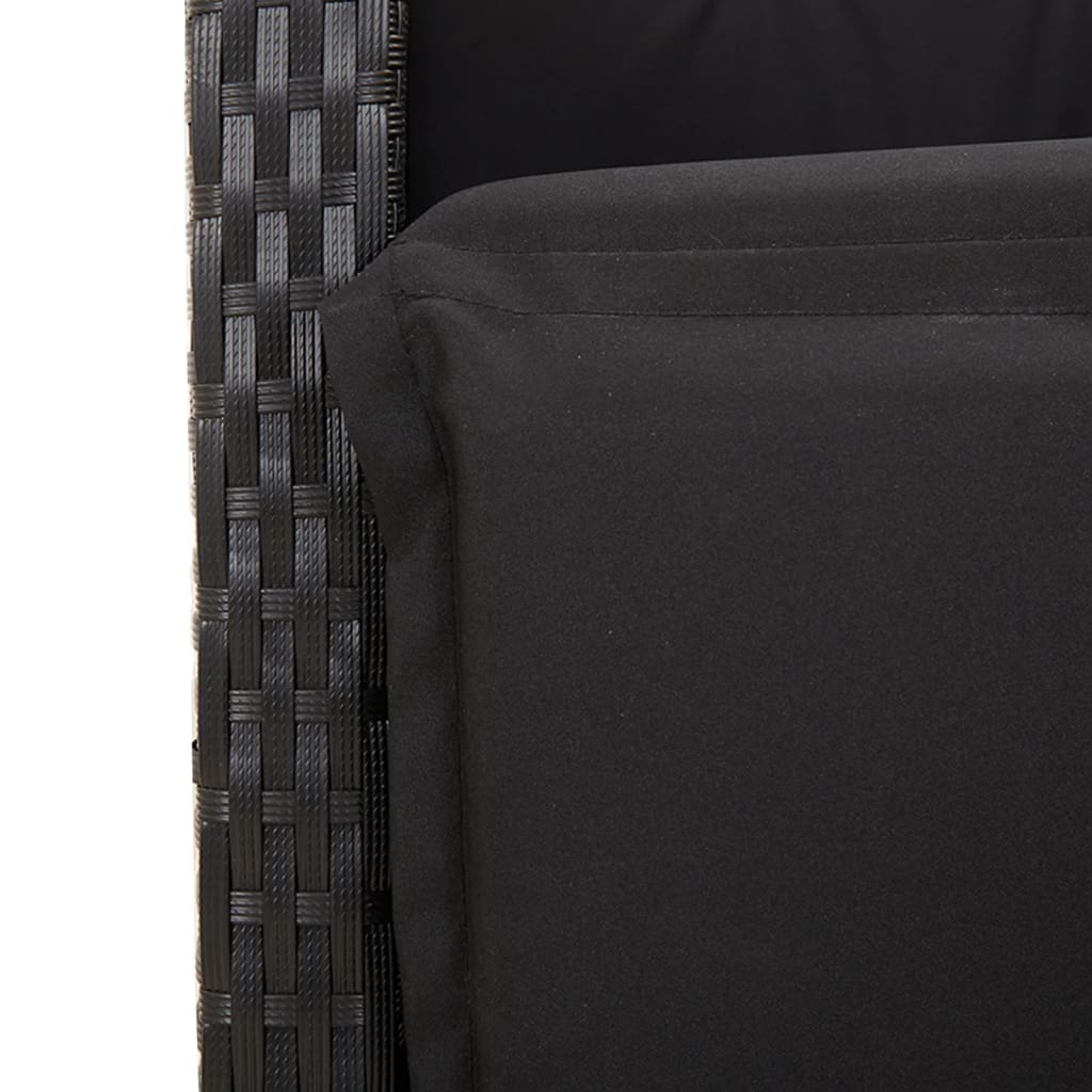 Set mobilier de gradina cu perne, 7 piese, negru, poliratan — imaginea 9