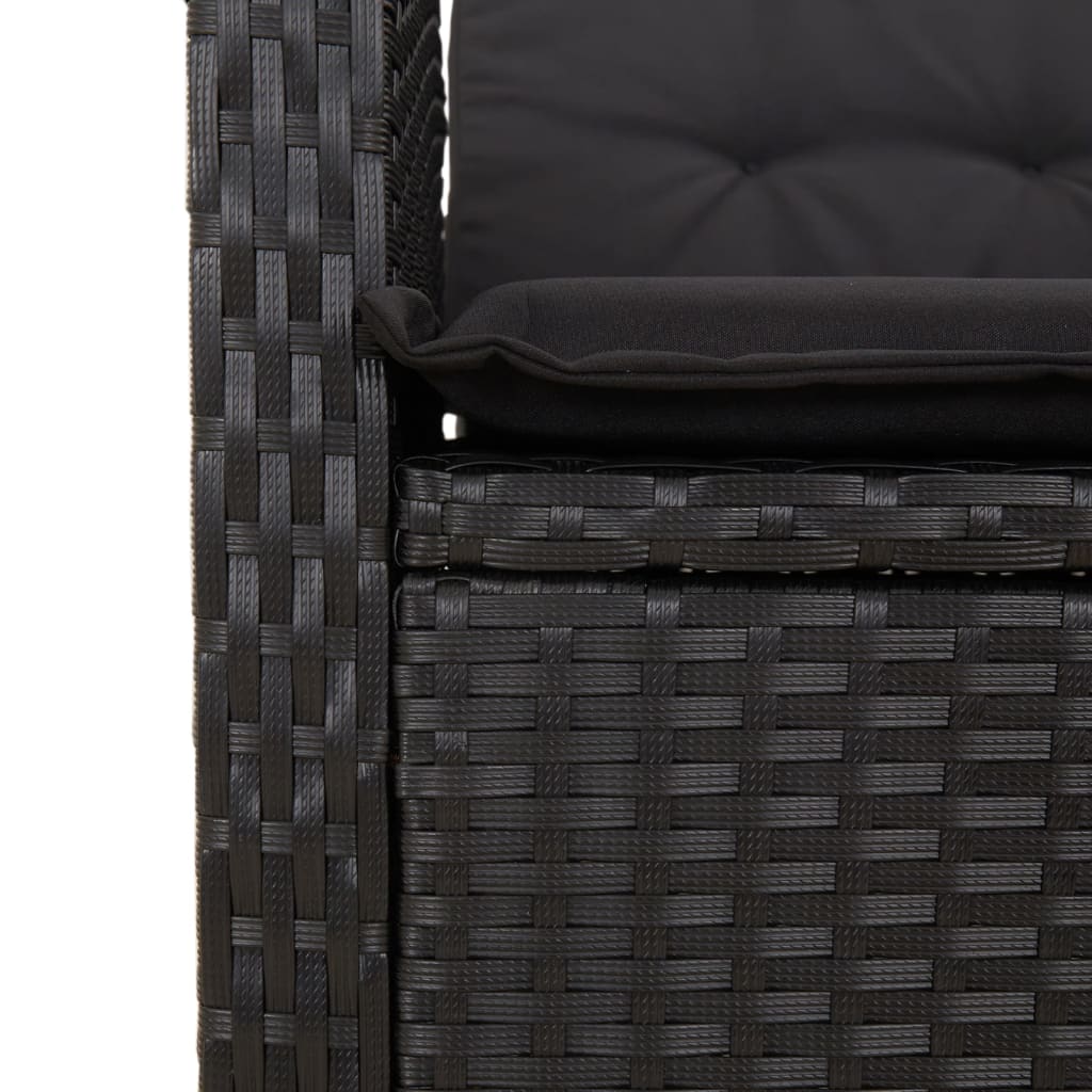 Set mobilier de gradina cu perne, 7 piese, negru, poliratan — imaginea 10