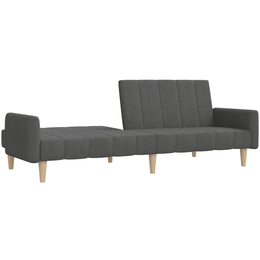 Canapea extensibila cu 2 locuri, gri inchis, textil — imaginea 4