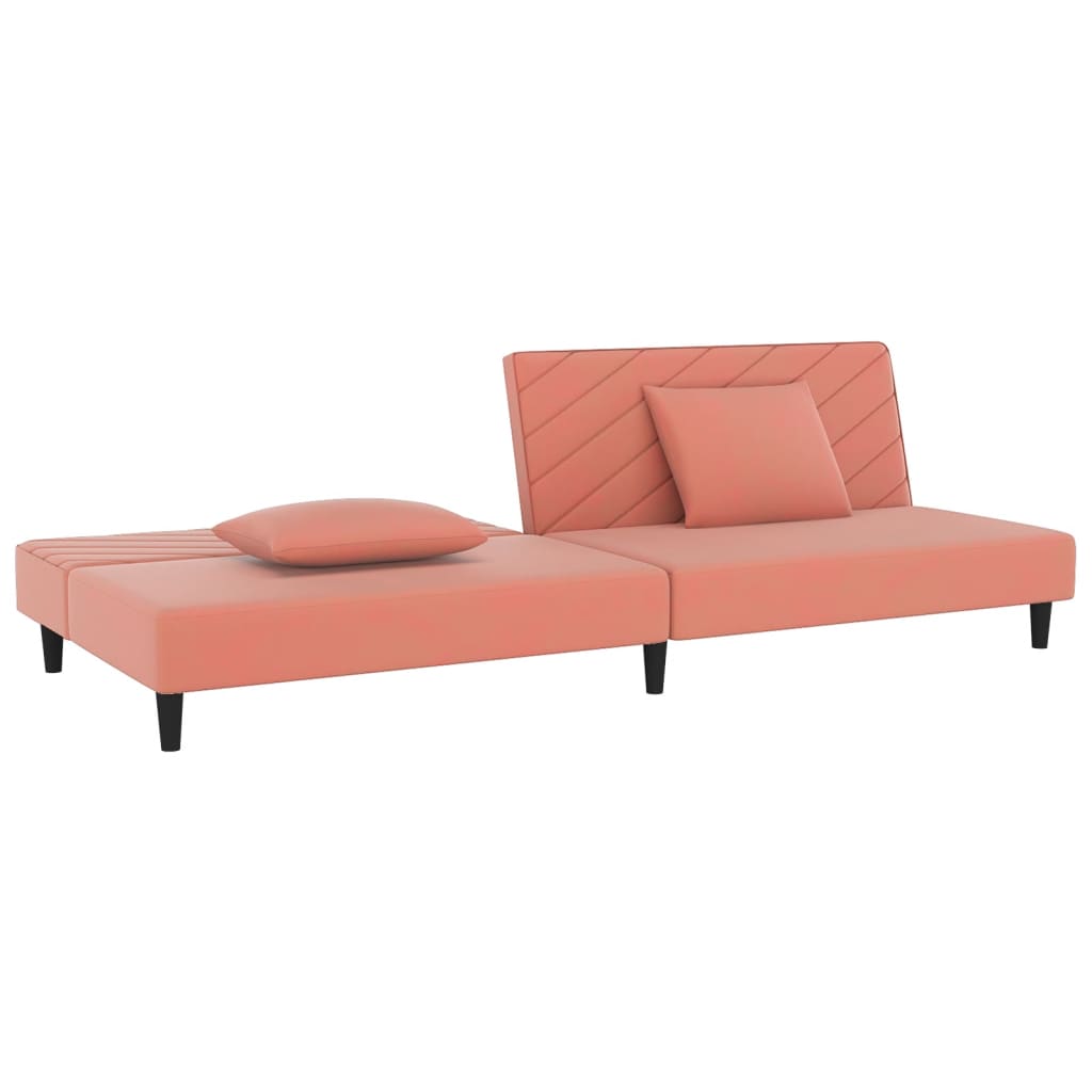 Canapea extensibila cu 2 locuri, 2 perne, roz, catifea — imaginea 4