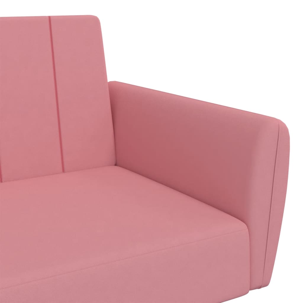 Canapea extensibila cu 2 locuri, roz, catifea — imaginea 9