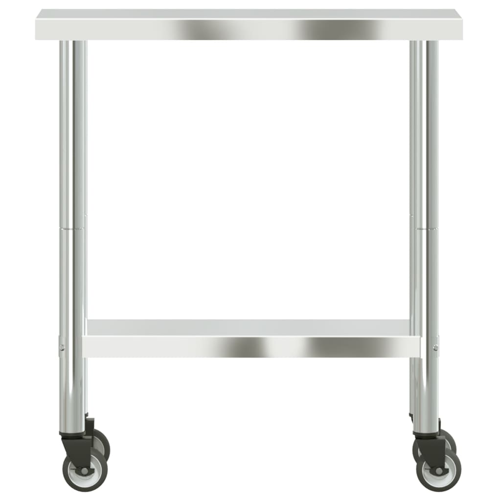 Masa de lucru bucatarie cu roti, 82,5x30x85 cm, otel inoxidabil — imaginea 5