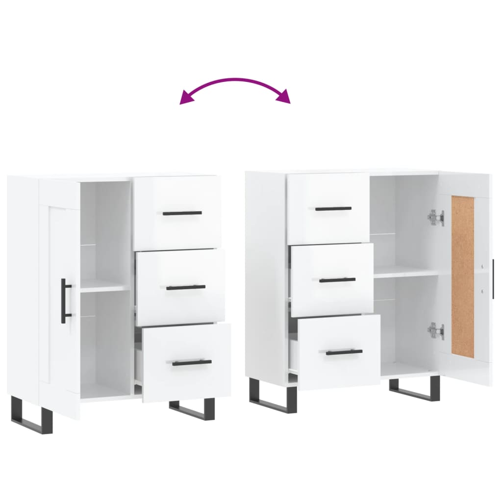 Servanta, alb extralucios, 69,5x34x90 cm, lemn compozit — imaginea 9