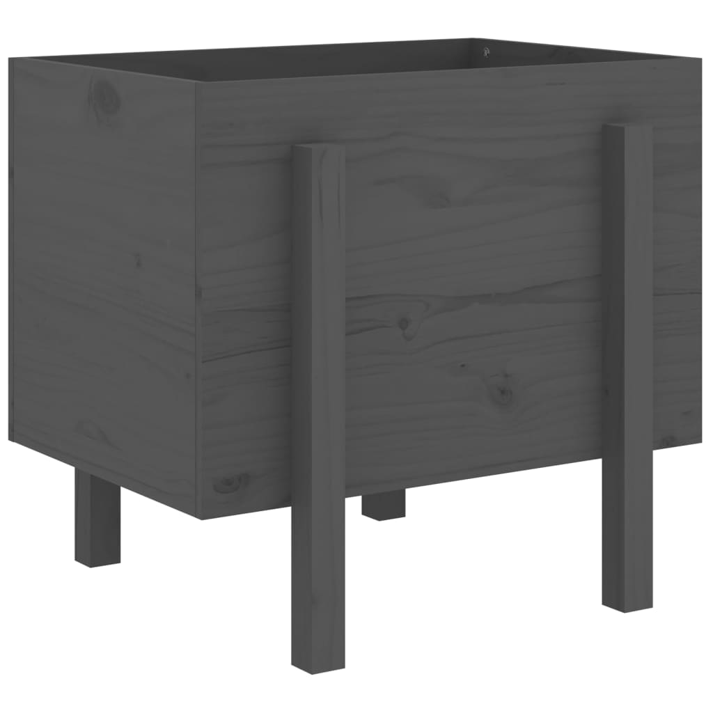 Jardiniera de gradina, gri, 62x50x57 cm, lemn masiv pin — imaginea 6
