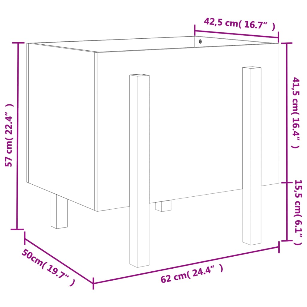 Jardiniera de gradina, gri, 62x50x57 cm, lemn masiv pin — imaginea 9