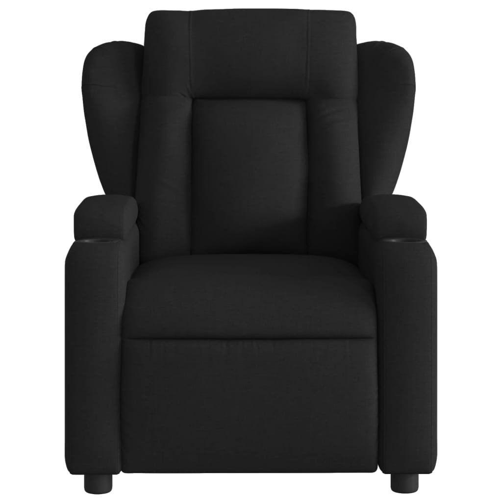 Fotoliu rabatabil, negru, material textil — imaginea 6