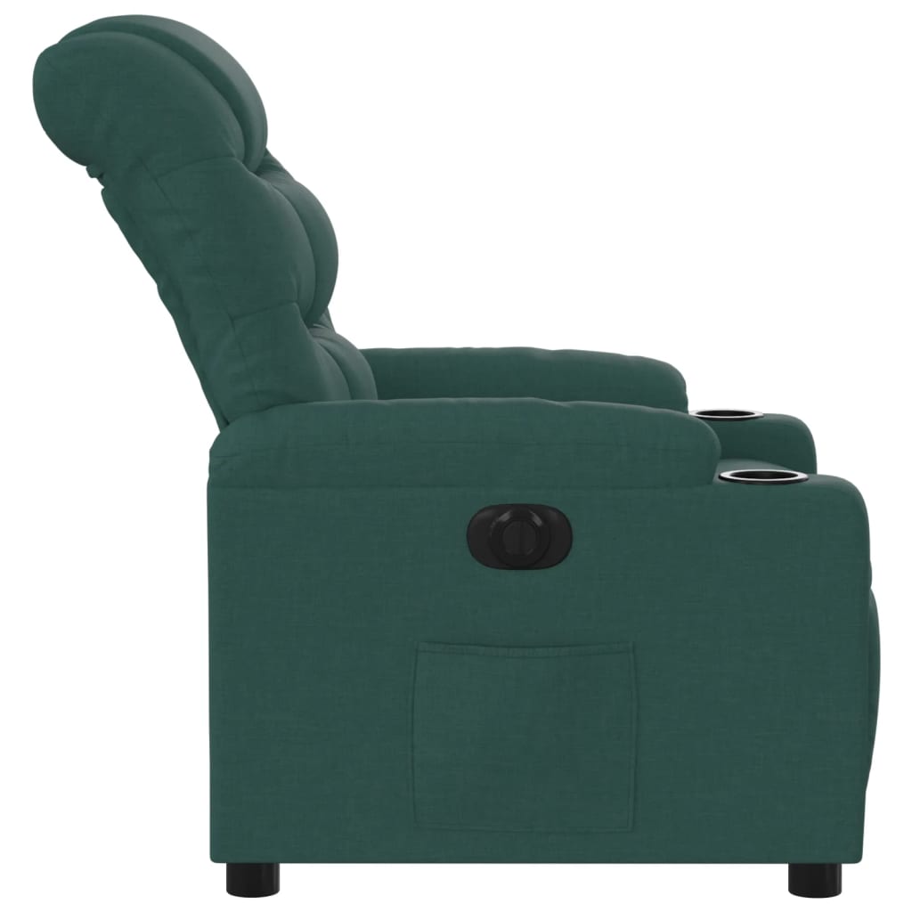 Fotoliu rabatabil electric, verde inchis, material textil — imaginea 9