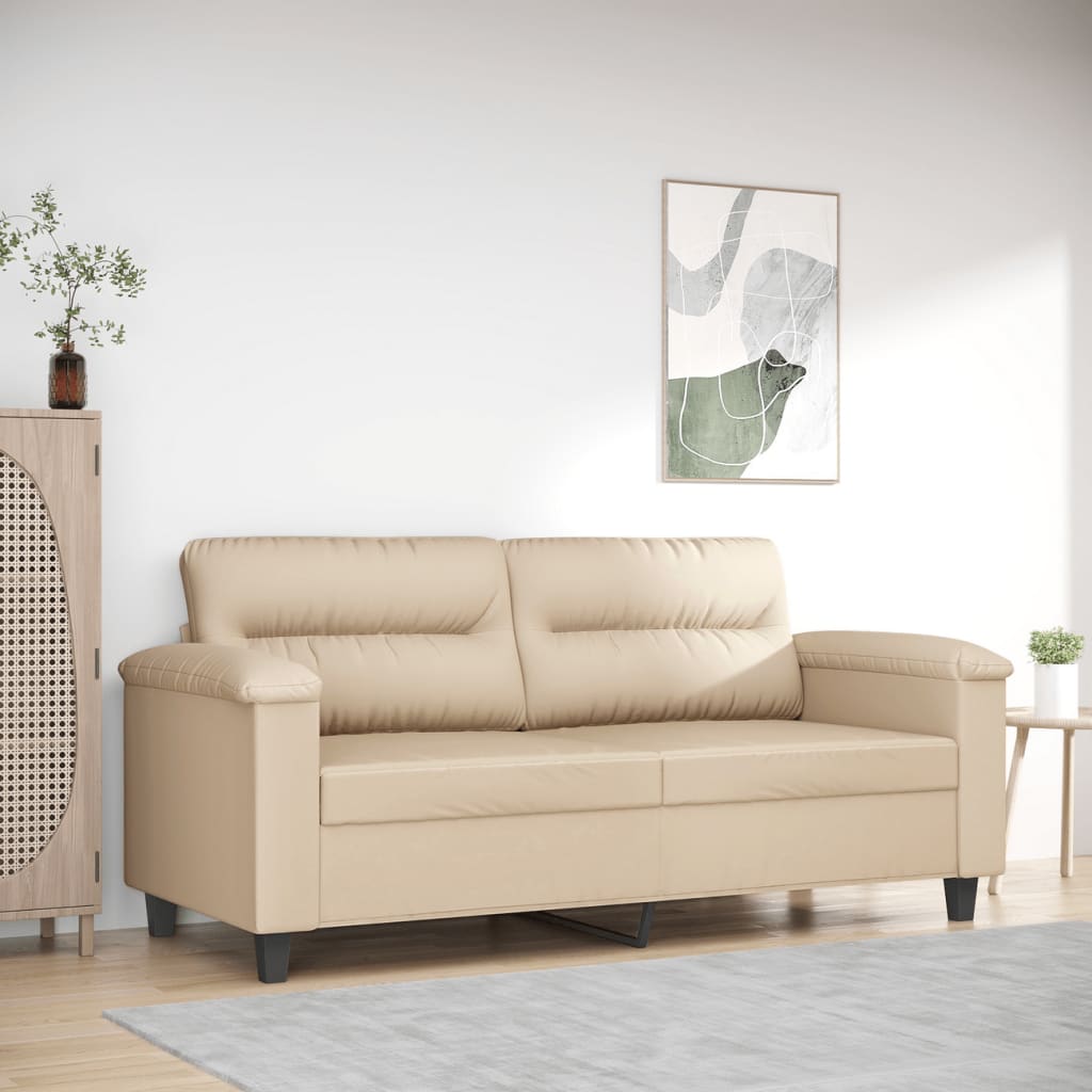 Canapea cu 2 locuri, crem, 140 cm, tesatura microfibra — imaginea 10