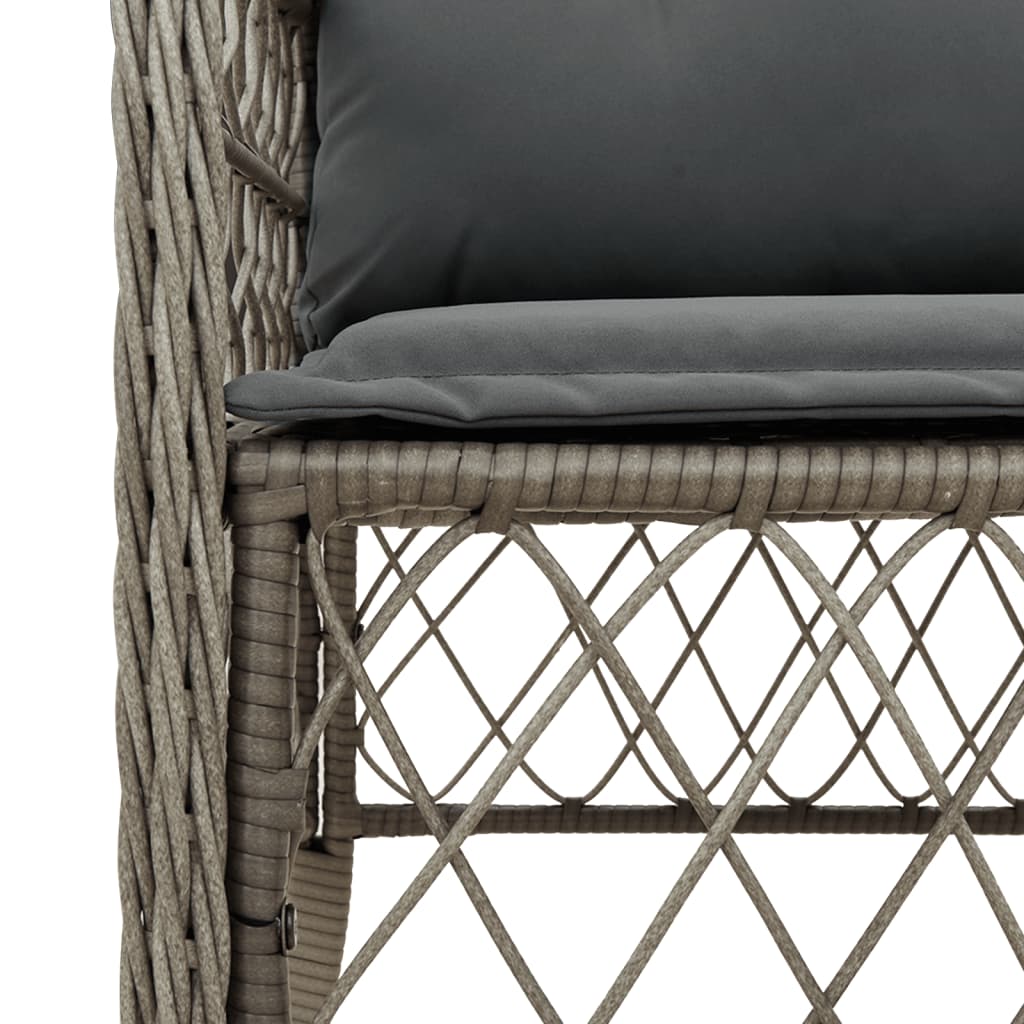 Set mobilier de gradina cu perne, 5 piese, gri, poliratan — imaginea 5