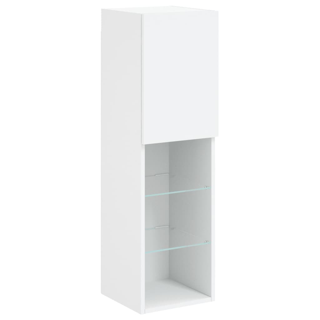 Set comode TV de perete, 6 piese, cu lumini LED, alb — imaginea 9