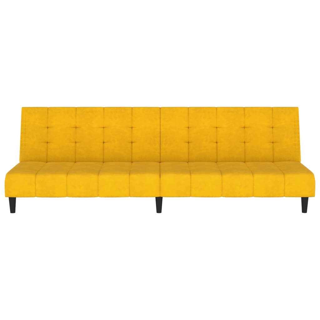Canapea extensibila cu 2 locuri, galben, catifea — imaginea 4