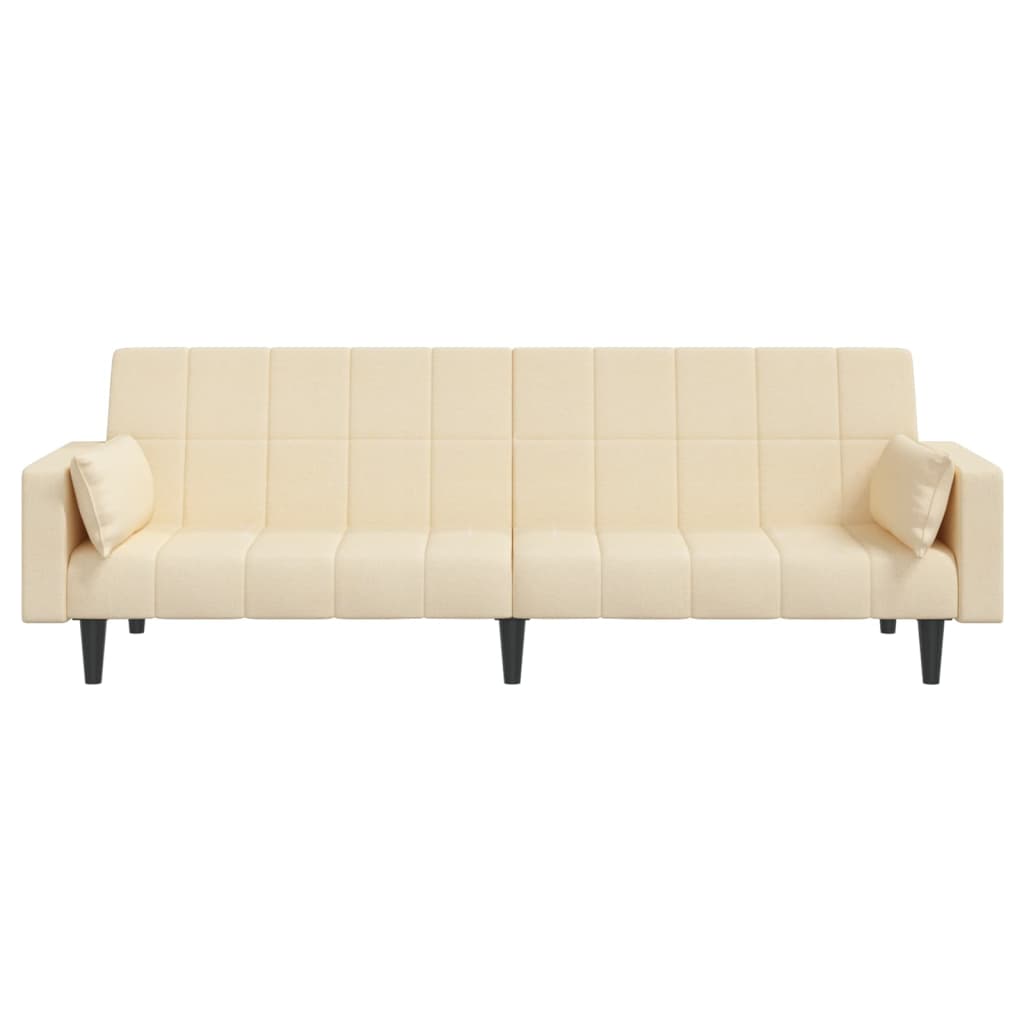 Canapea extensibila cu 2 locuri, 2 perne, crem, textil — imaginea 5