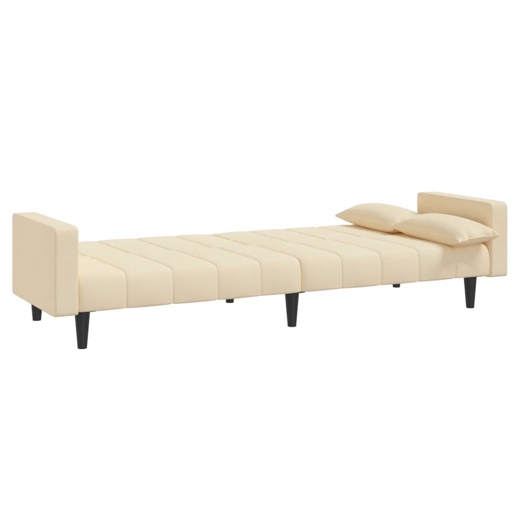 Canapea extensibila cu 2 locuri, 2 perne, crem, textil — imaginea 6