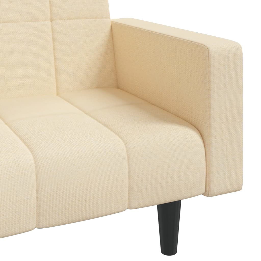 Canapea extensibila cu 2 locuri, 2 perne, crem, textil — imaginea 9