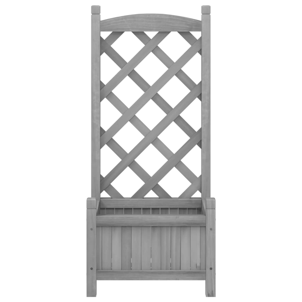 Jardiniera cu spalier, gri, lemn masiv de brad — imaginea 4