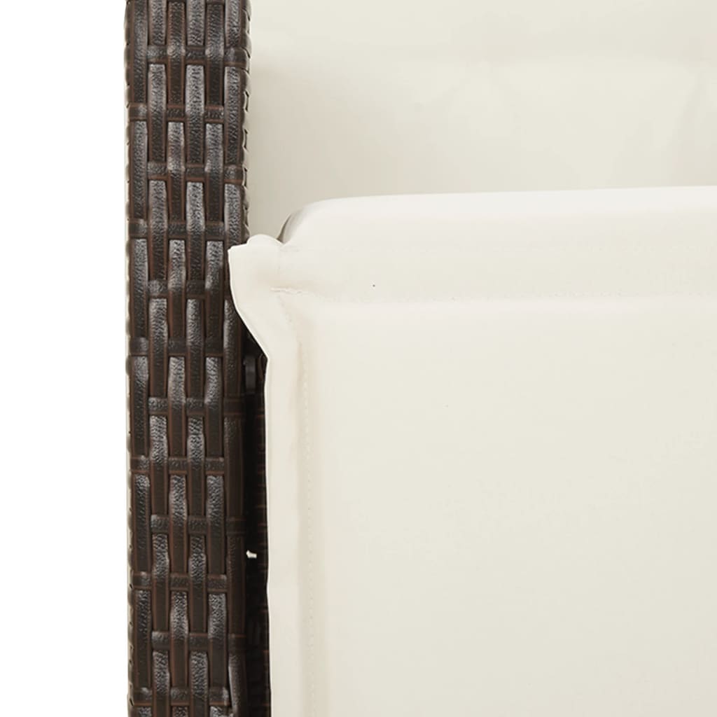 Set mobilier de gradina cu perne, 9 piese, maro, poliratan — imaginea 7