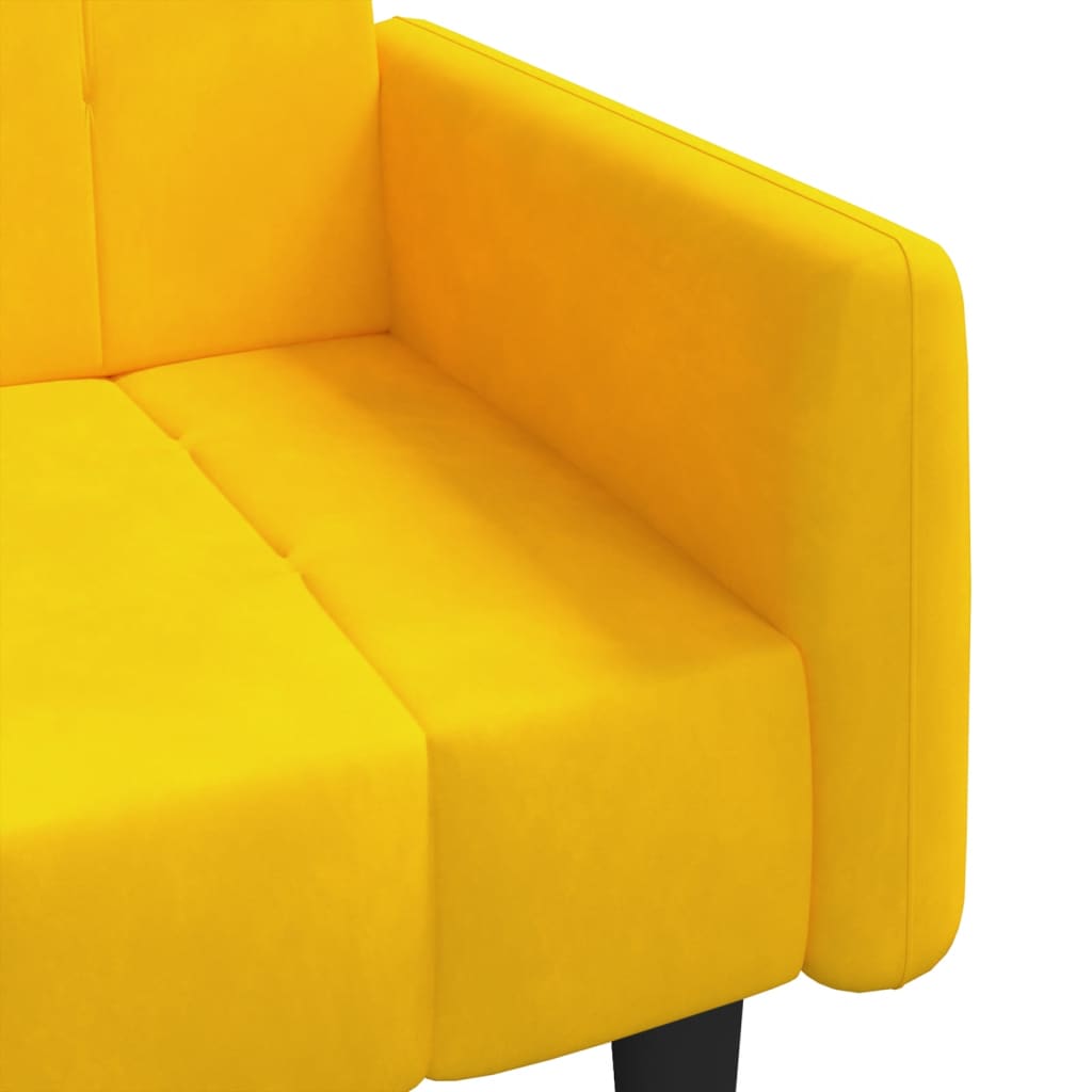 Canapea extensibila cu 2 locuri, galben, catifea — imaginea 9