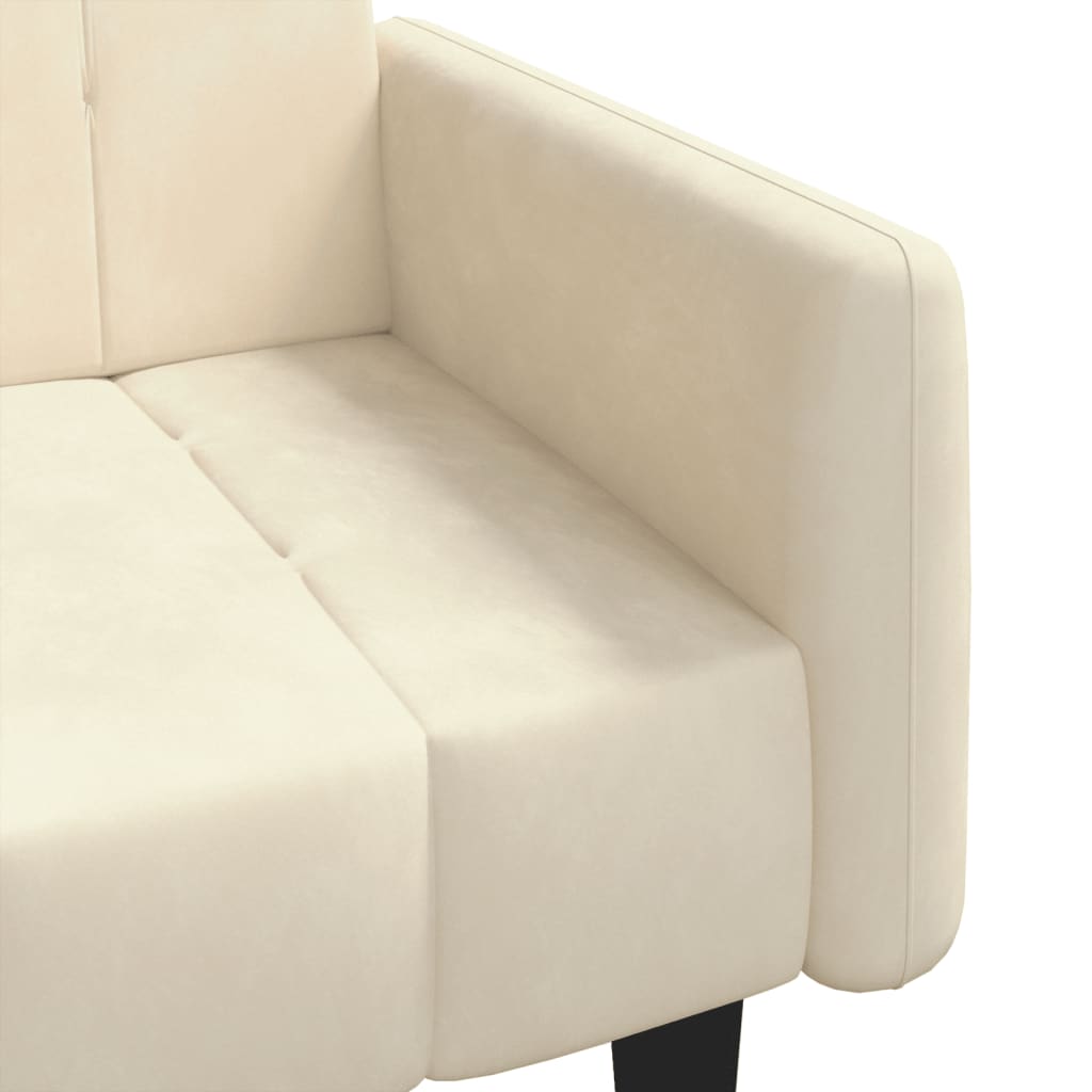 Canapea extensibila cu 2 locuri, crem, catifea — imaginea 9