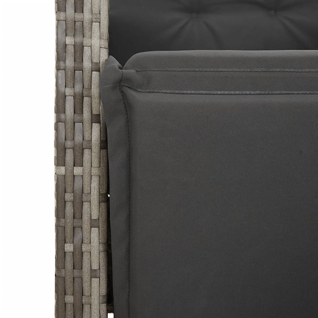Set mobilier de gradina cu perne, 5 piese, gri, poliratan — imaginea 10