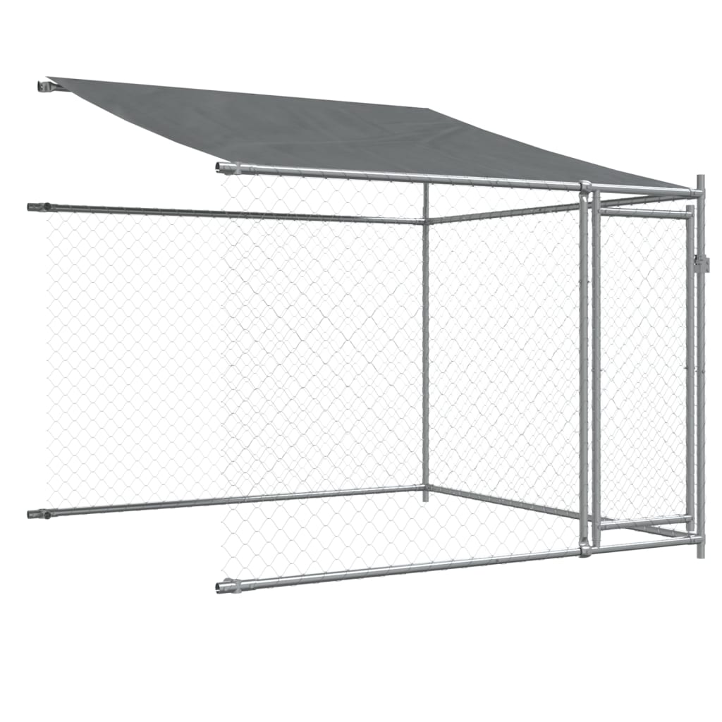 Cusca caini cu acoperis și usi, 6x2x2 m, otel galvanizat, model 3 uși - imagine 8