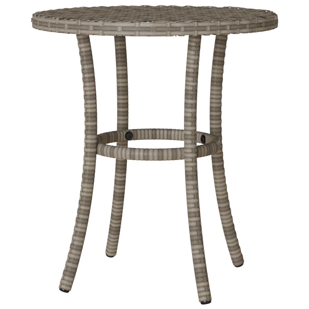 Set bistro de gradina cu perne, 3 piese, gri, poliratan — imaginea 9