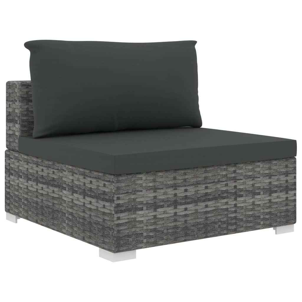 Set mobilier de gradina cu perne, 10 piese, gri, poliratan — imaginea 5