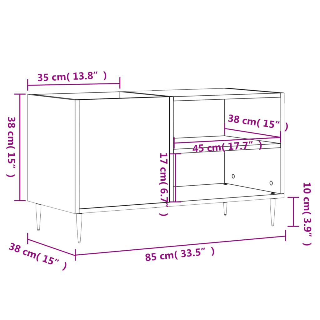 Dulap pentru discuri, negru, 85x38x48 cm, lemn prelucrat — imaginea 9