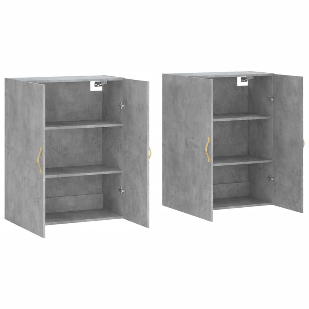 Dulap cu montaj pe perete, 2 buc, gri beton, 69,5x34x90 cm, model auriu model frunză — imaginea 4
