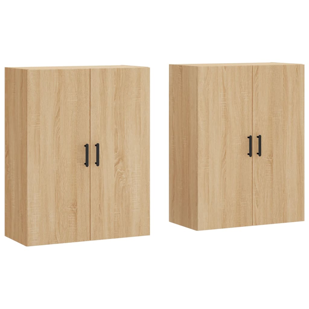 Dulapuri montate pe perete, 2 buc, stejar sonoma, 69,5x34x90 cm, model negru rotund — imaginea 13