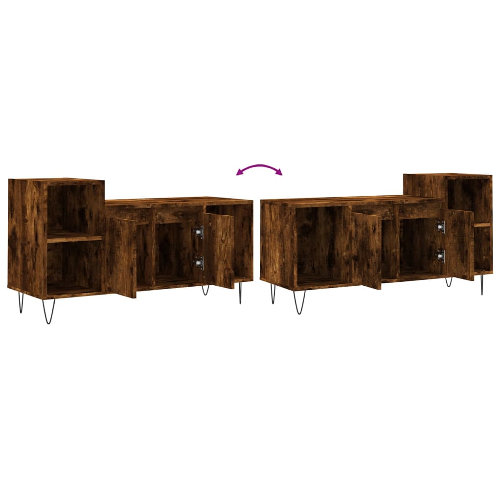 Comoda TV, stejar fumuriu, 100x35x55 cm, lemn prelucrat — imaginea 9
