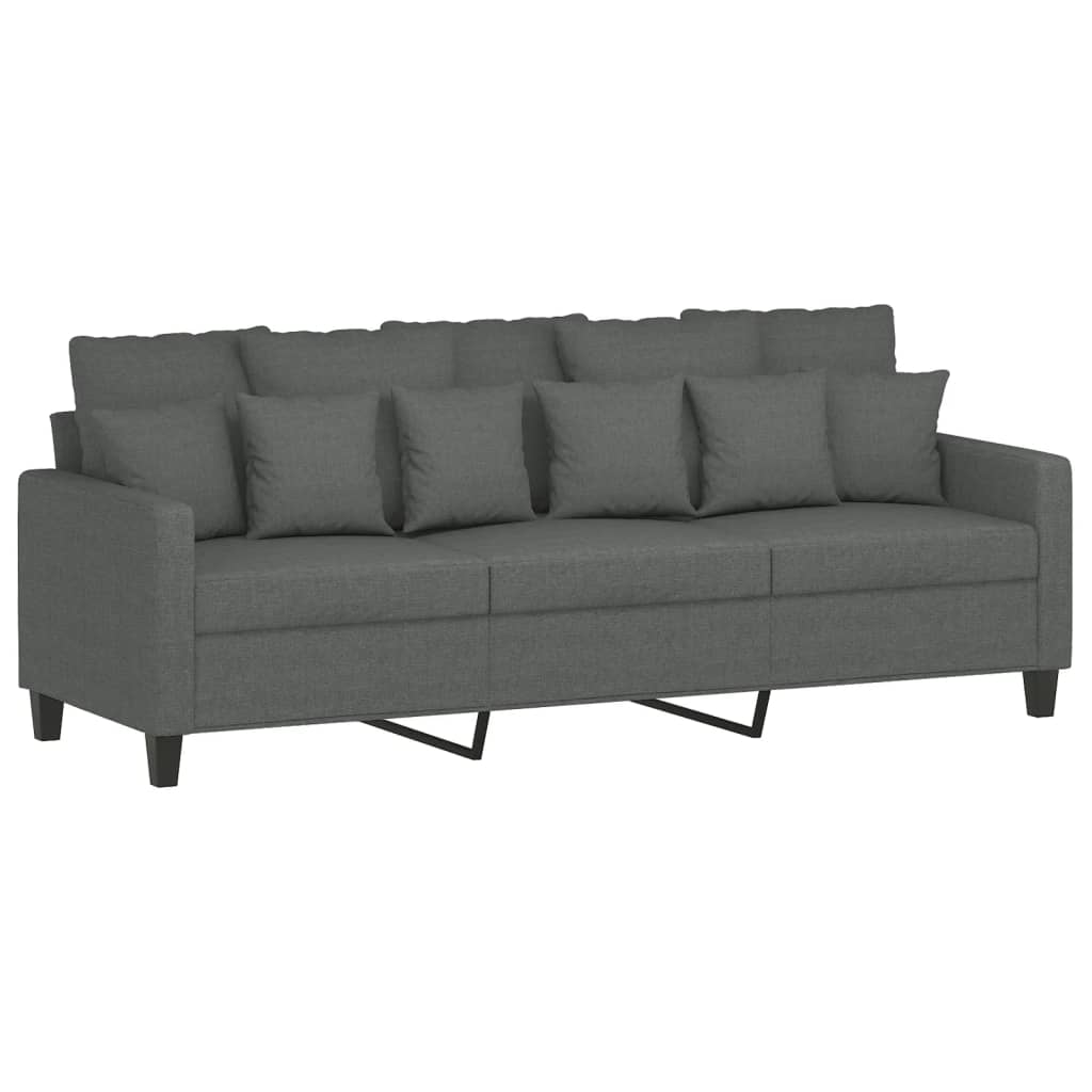 Canapea cu 3 locuri si taburet, gri inchis, 180 cm, textil — imaginea 11