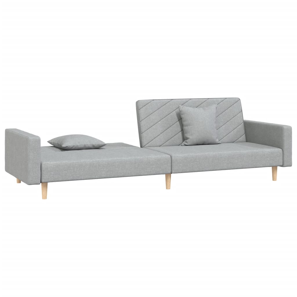 Canapea extensibila cu 2 locuri, 2 perne, gri deschis, textil — imaginea 4