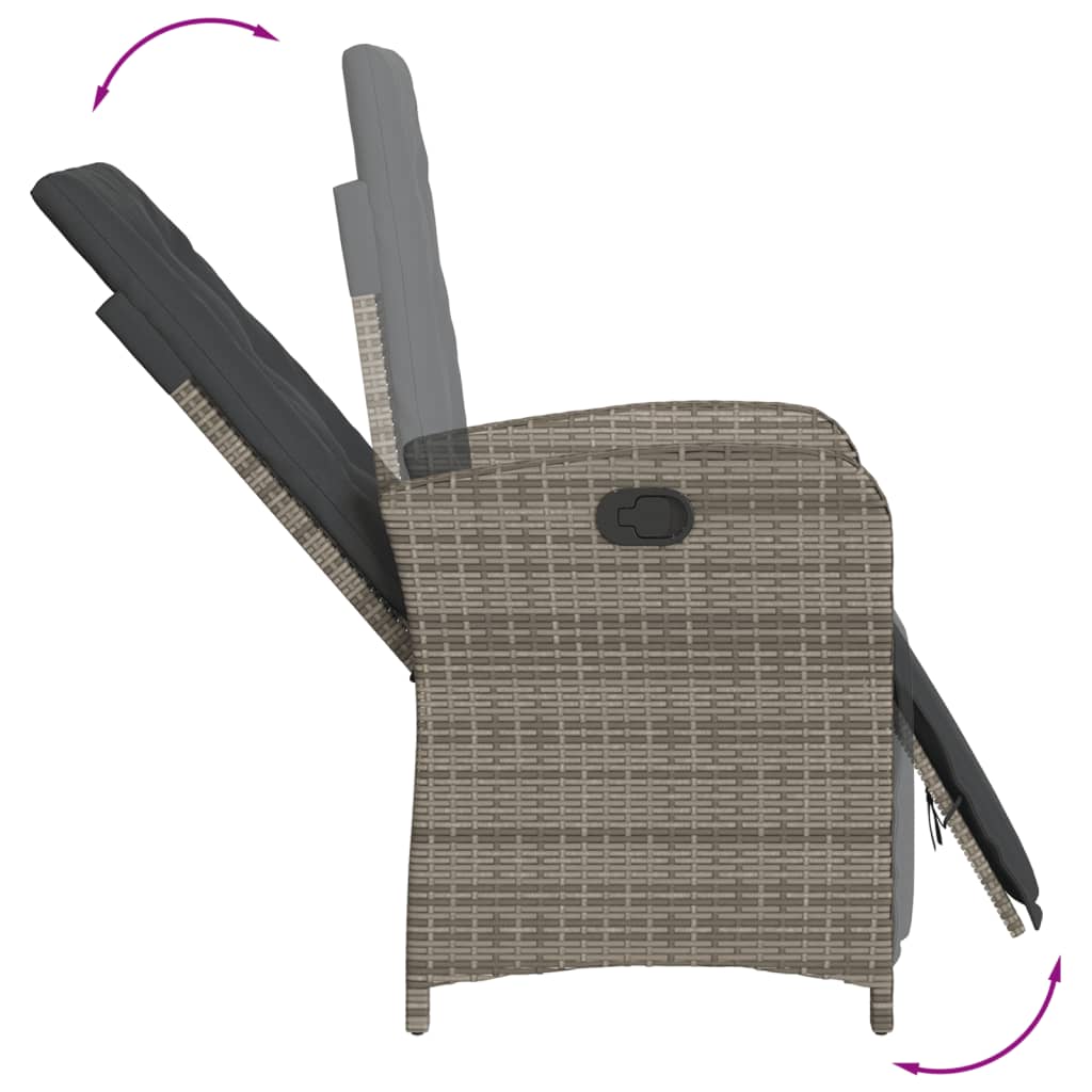 Set mobilier de gradina cu perne, 5 piese, gri, poliratan — imaginea 5