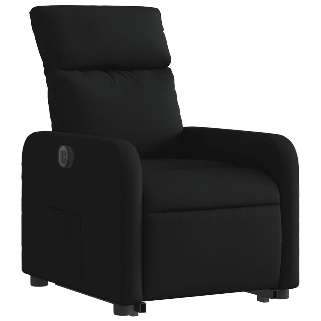 Fotoliu electric rabatabil cu ridicare, negru, textil — imaginea 3