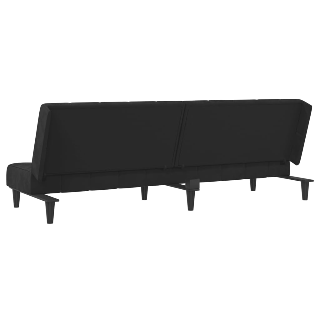 Canapea extensibila cu 2 locuri, negru, catifea — imaginea 8