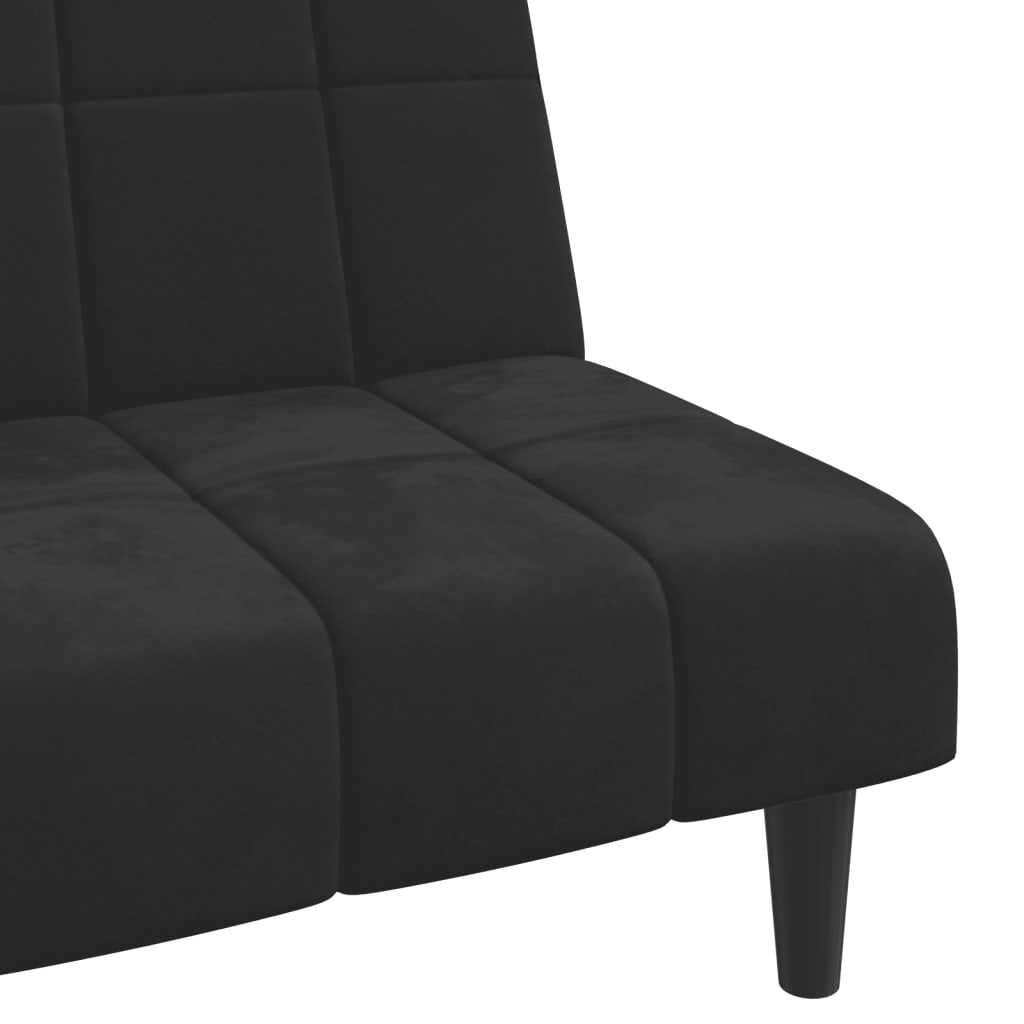 Canapea extensibila cu 2 locuri, negru, catifea — imaginea 9