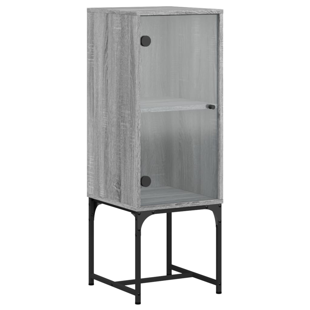 Dulap lateral cu usa din sticla, gri sonoma, 35x37x100 cm