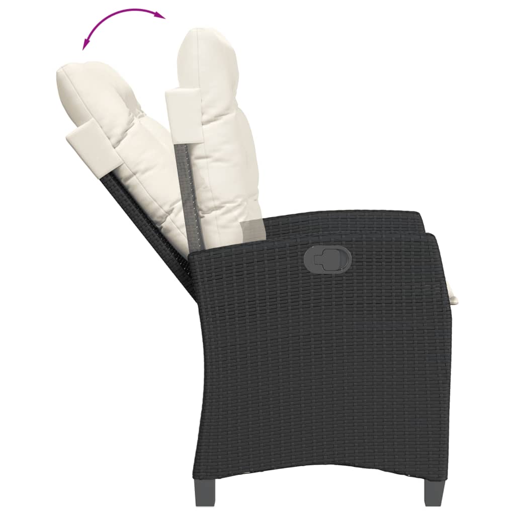 Set mobilier de gradina cu perne, 7 piese, negru, poliratan — imaginea 6