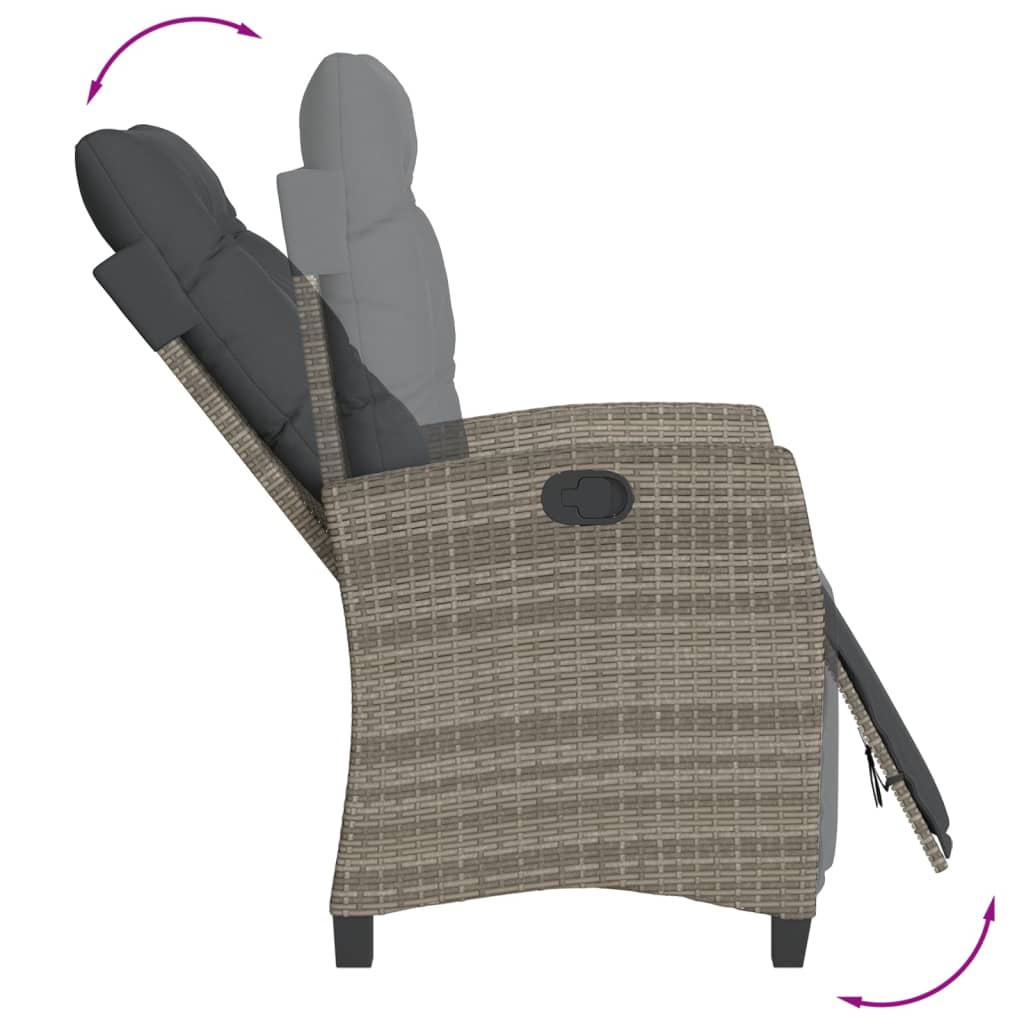 Set mobilier de gradina cu perne, 7 piese, gri, poliratan — imaginea 4