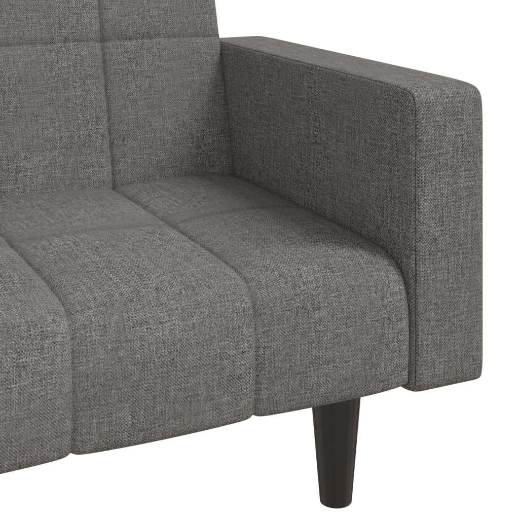 Canapea extensibila cu 2 locuri, 2 perne, gri deschis, textil — imaginea 9