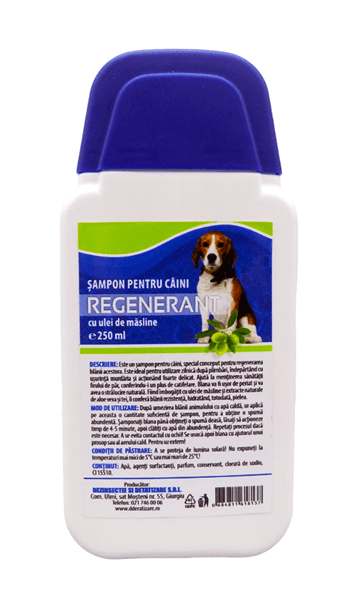 Sampon Regenerant cu Ulei de Masline pentru Caini - O Eleganta a Naturii in Ingrijirea Blanii si Pielei, 250 ML