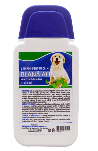 Sampon pentru Caini cu Blana Alba si Extract de Iedera, 250 ml - imagine 2