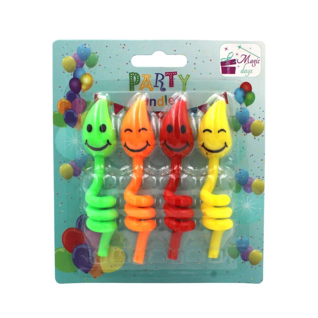 Set 4 lumanari party happy face