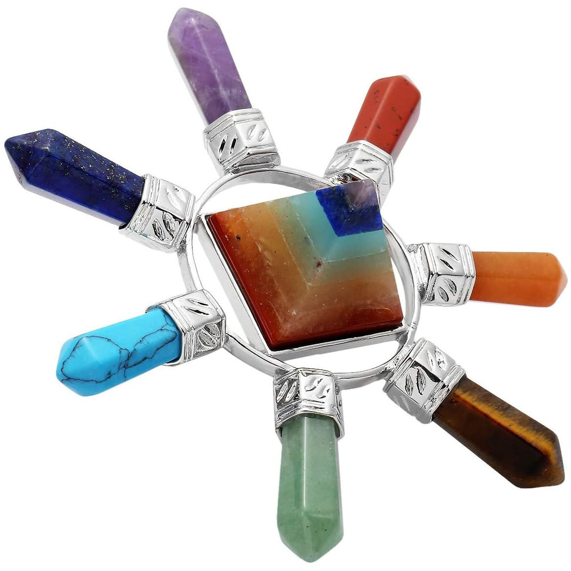 Piramida Orgonica multicolora, GlowforHome, jasp rosu, carneol, jasp galben, fuxita, turcoaz, lapis lazuli, ametist - 4 | YEO